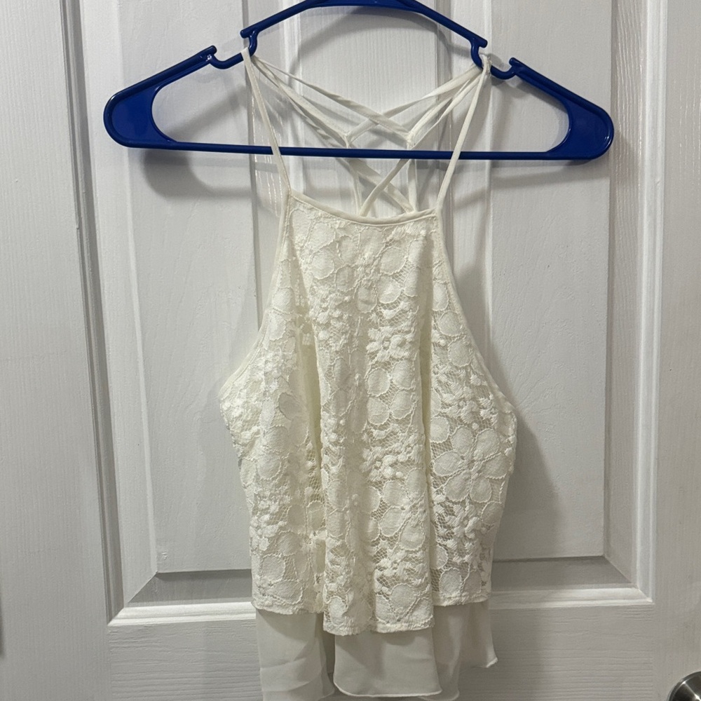 Hollister White Lace Strappy Top
